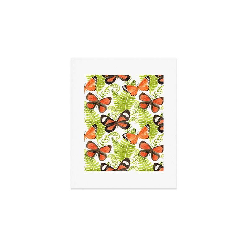 Ferns and Butterflies Art Print Gallery Image 1
