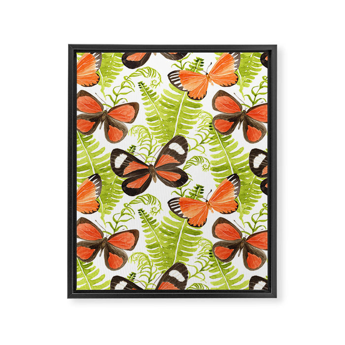 Ferns and Butterflies Framed Canvas Print Gallery Image 1