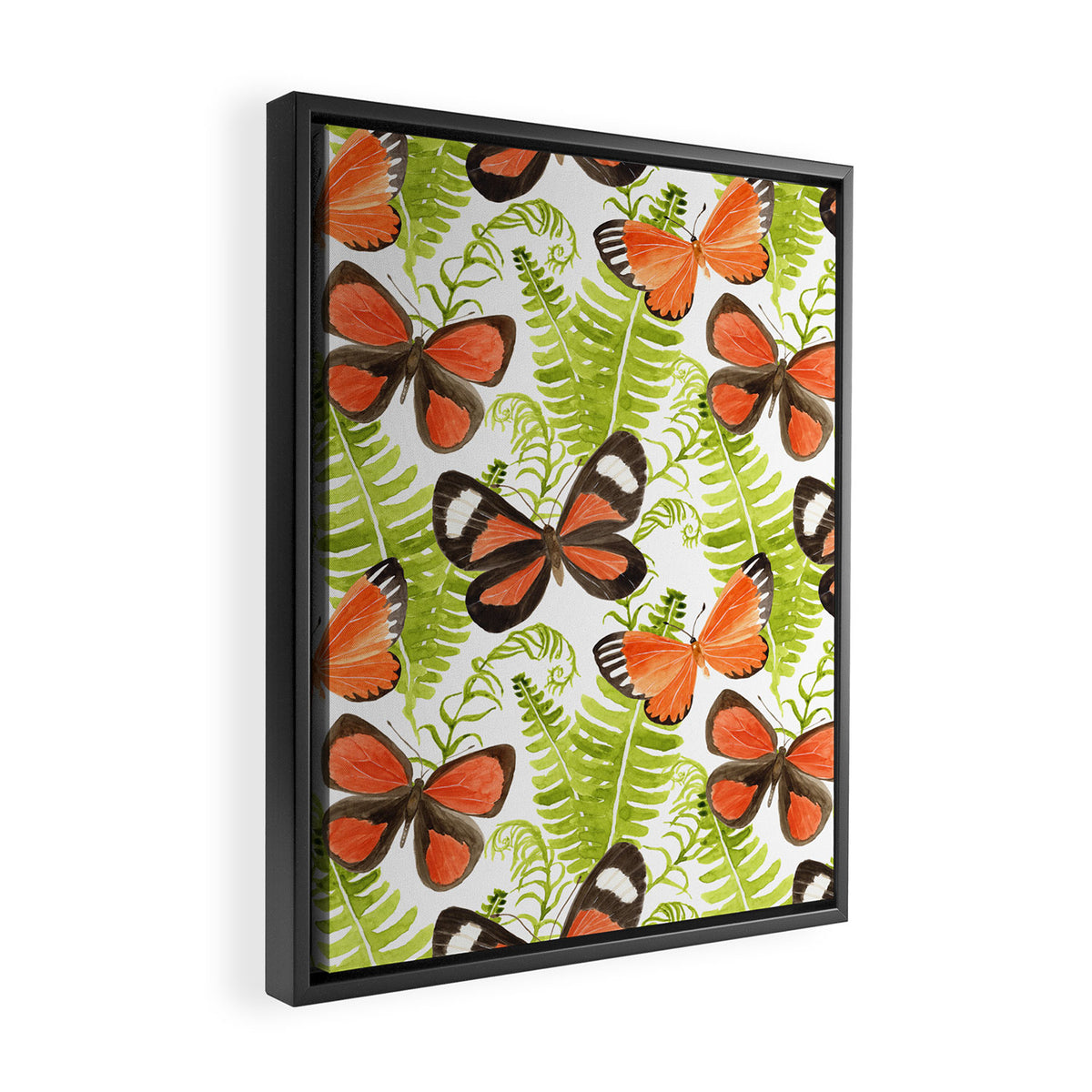 Ferns and Butterflies Framed Canvas Print Gallery Image 2