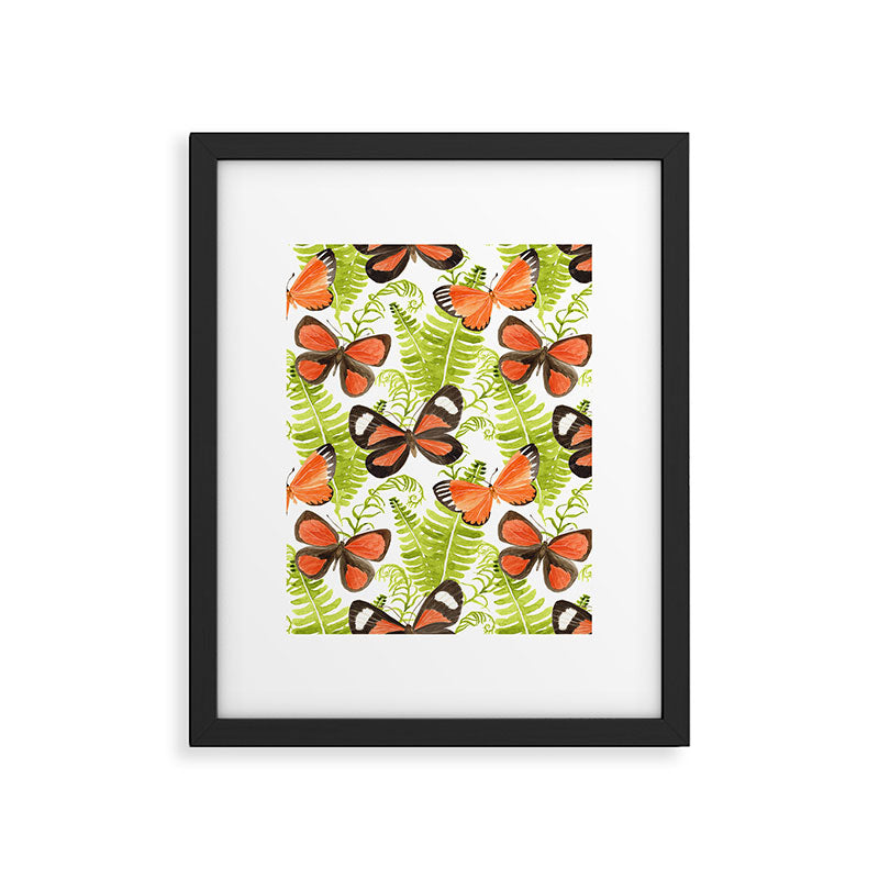 Ferns and Butterflies Framed Art Print Gallery Image 6