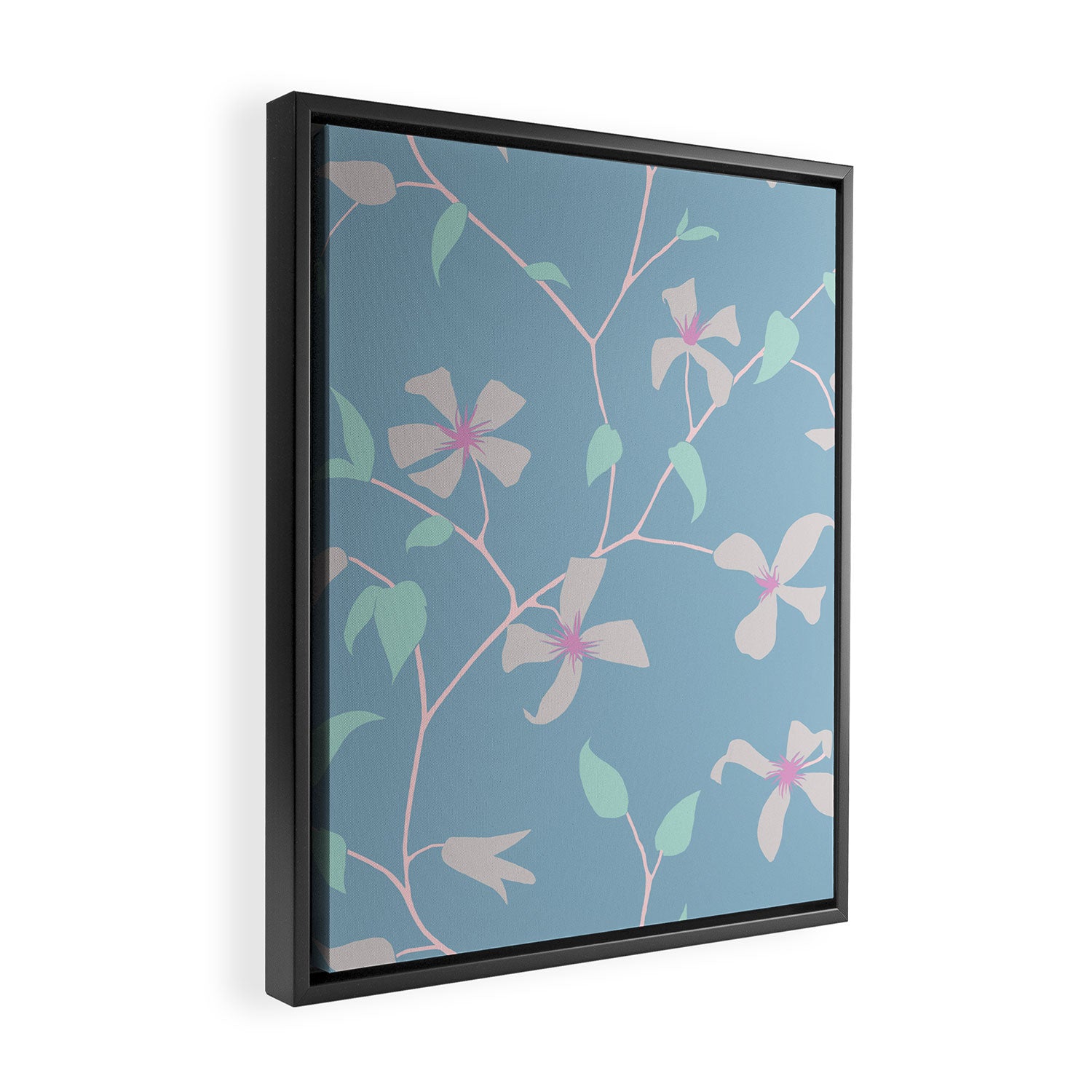 Floral Clematis Vine - Cool Summer Framed Canvas Print Gallery Image 2