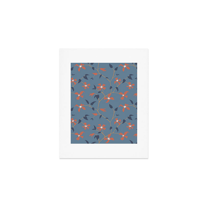 Floral Clematis Vine - Indigo Sunset Art Print Gallery Image 1
