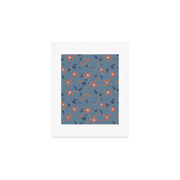 Floral Clematis Vine - Indigo Sunset Art Print Gallery Image 1