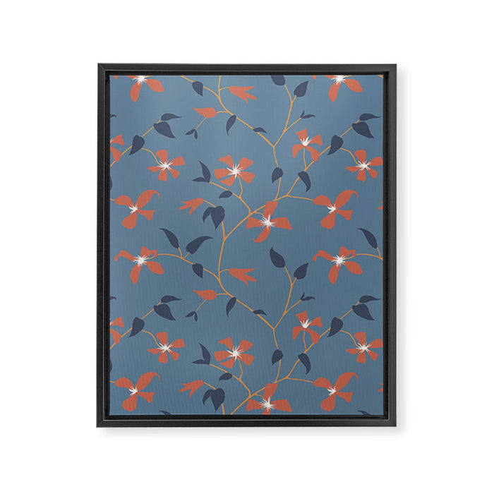 Floral Clematis Vine - Indigo Sunset Framed Canvas Print Gallery Image 1