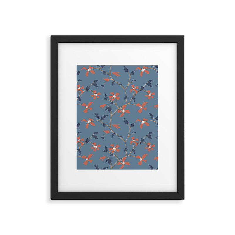 Floral Clematis Vine - Indigo Sunset Framed Art Print Gallery Image 6