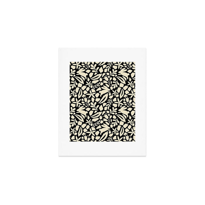 Folk Art Bunnies - black and cream Art Print Gallery Image 1