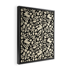 Folk Art Bunnies - black and cream Framed Canvas Print Gallery Image 2