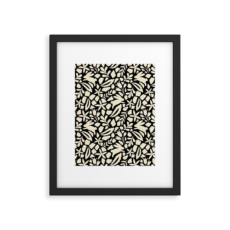 Folk Art Bunnies - black and cream Framed Art Print Gallery Image 6