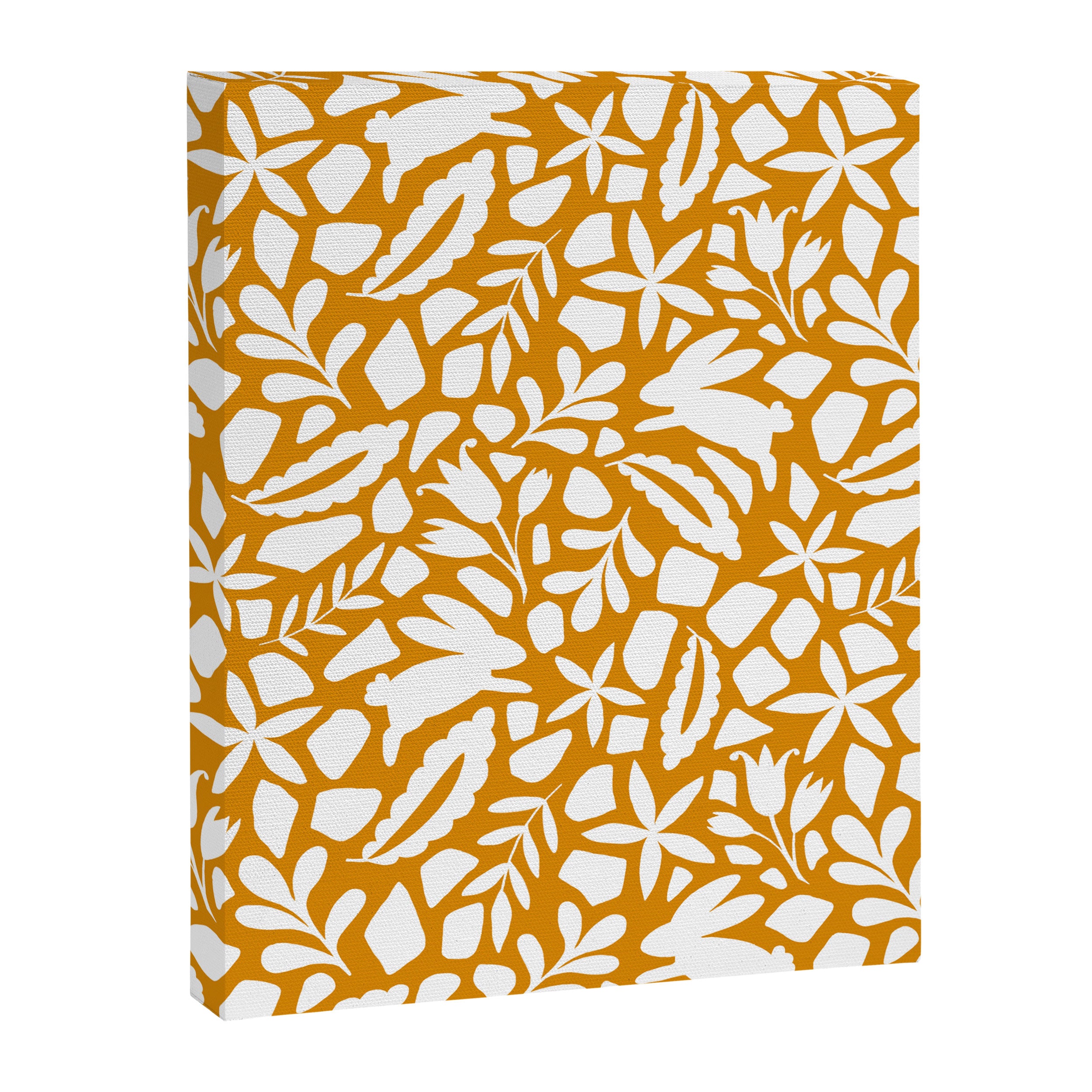 Folk Art Bunnies - Ochre and white Canvas Print Gallery Image 8