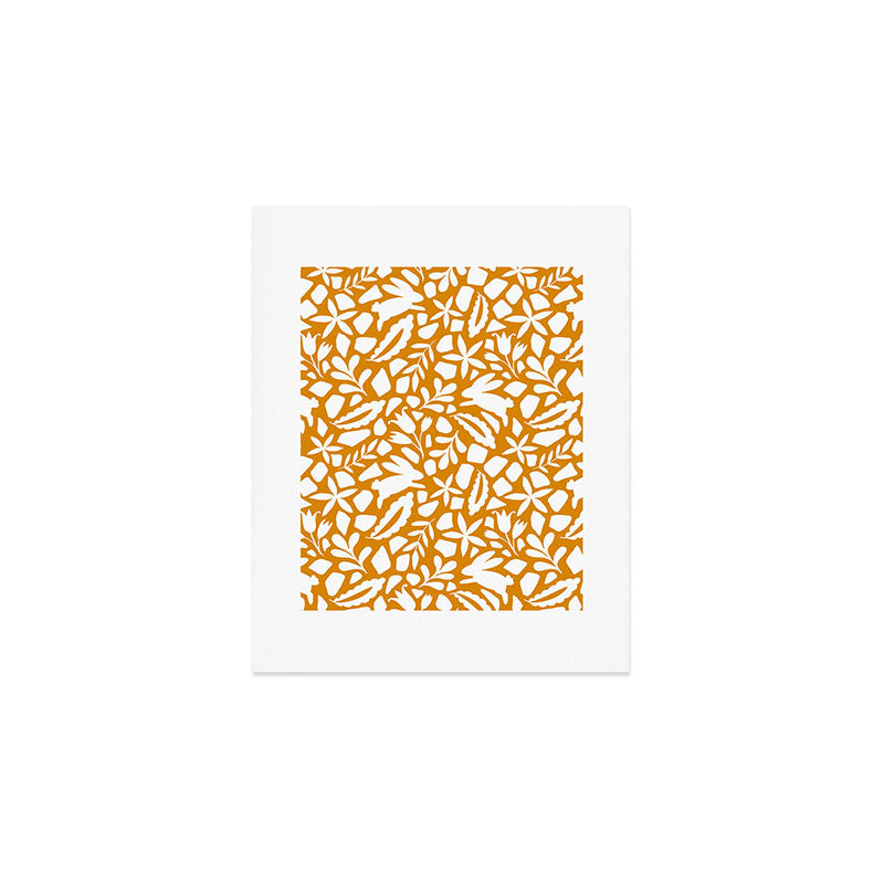 Folk Art Bunnies - Ochre and white Art Print Gallery Image 1