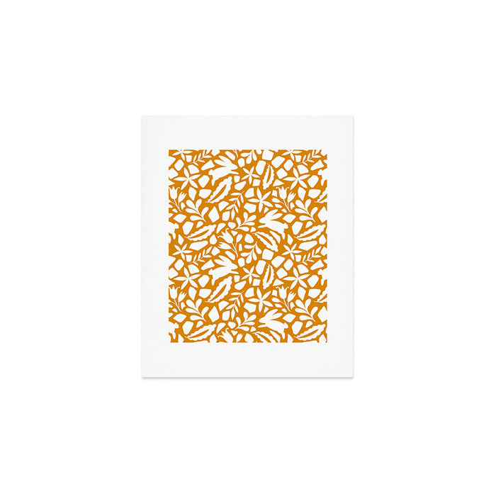 Folk Art Bunnies - Ochre and white Art Print Gallery Image 1