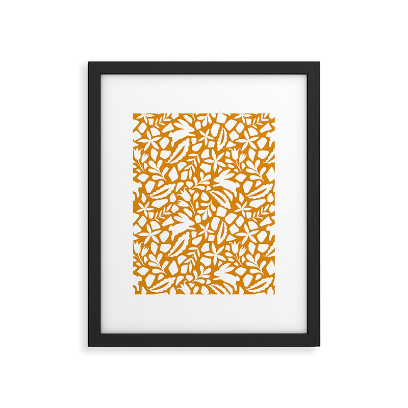 Folk Art Bunnies - Ochre and white Framed Art Print Gallery Image 6