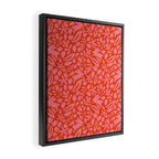 Folk Art Bunnies - Tomato and Pink Framed Canvas Print Gallery Image 2
