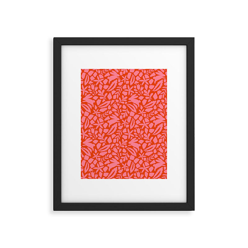 Folk Art Bunnies - Tomato and Pink Framed Art Print Gallery Image 6
