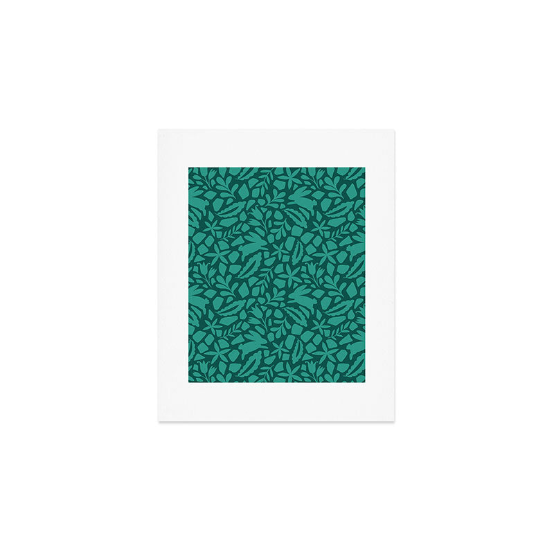 Folk Art Bunnies - Verdigris  Art Print Gallery Image 1