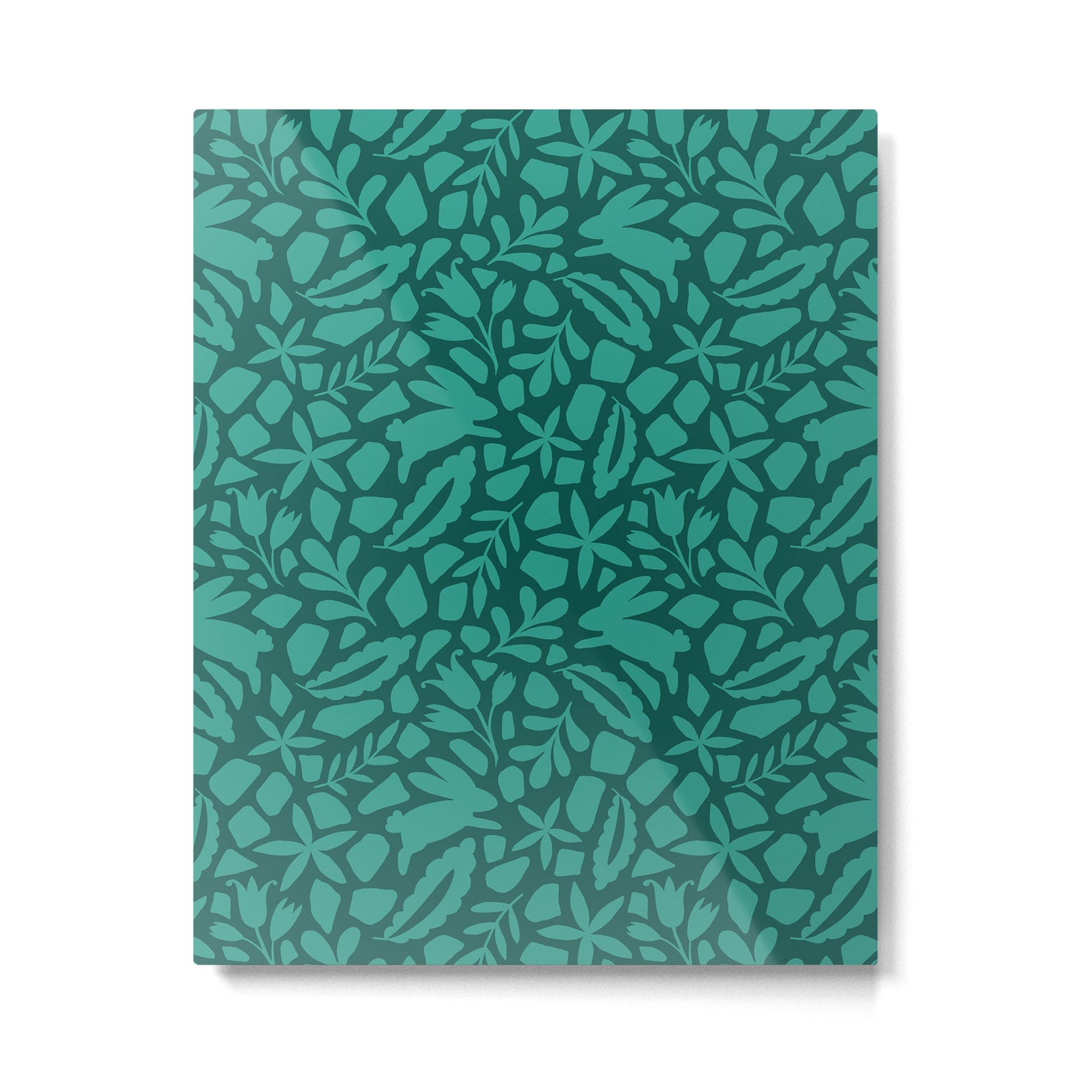 Folk Art Bunnies - Verdigris  Metal Print Gallery Image 6