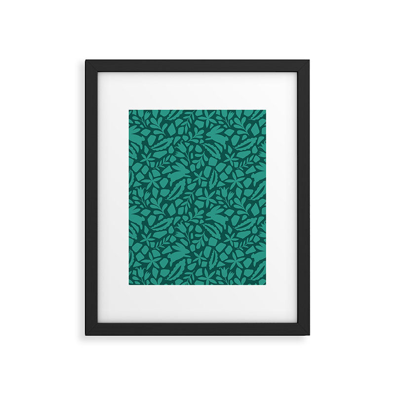 Folk Art Bunnies - Verdigris  Framed Art Print Gallery Image 6
