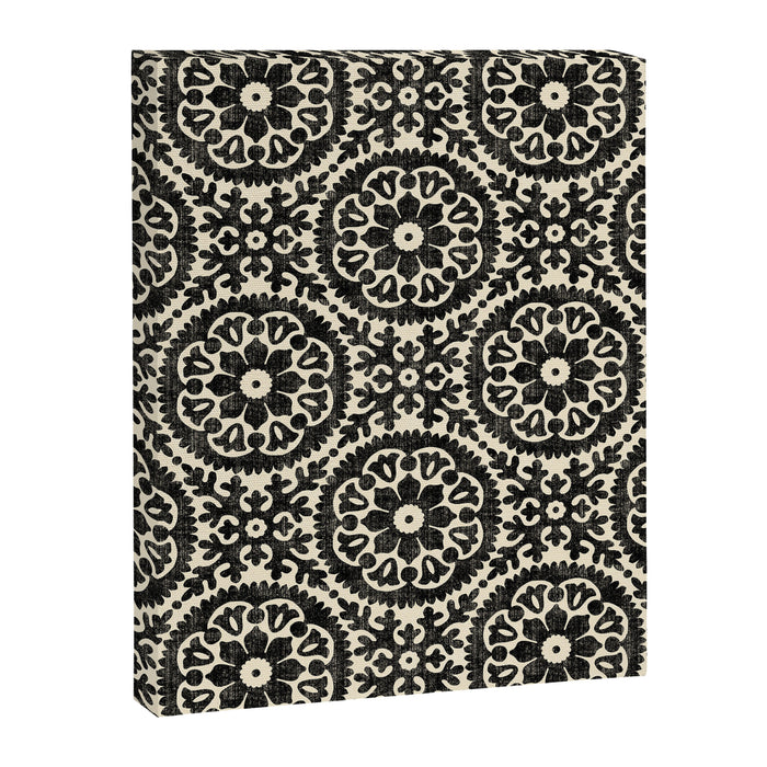 Folk Art Mandala - black and cream Canvas Print Gallery Image 1