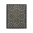Folk Art Mandala - black and cream Framed Canvas Print Gallery Image 8