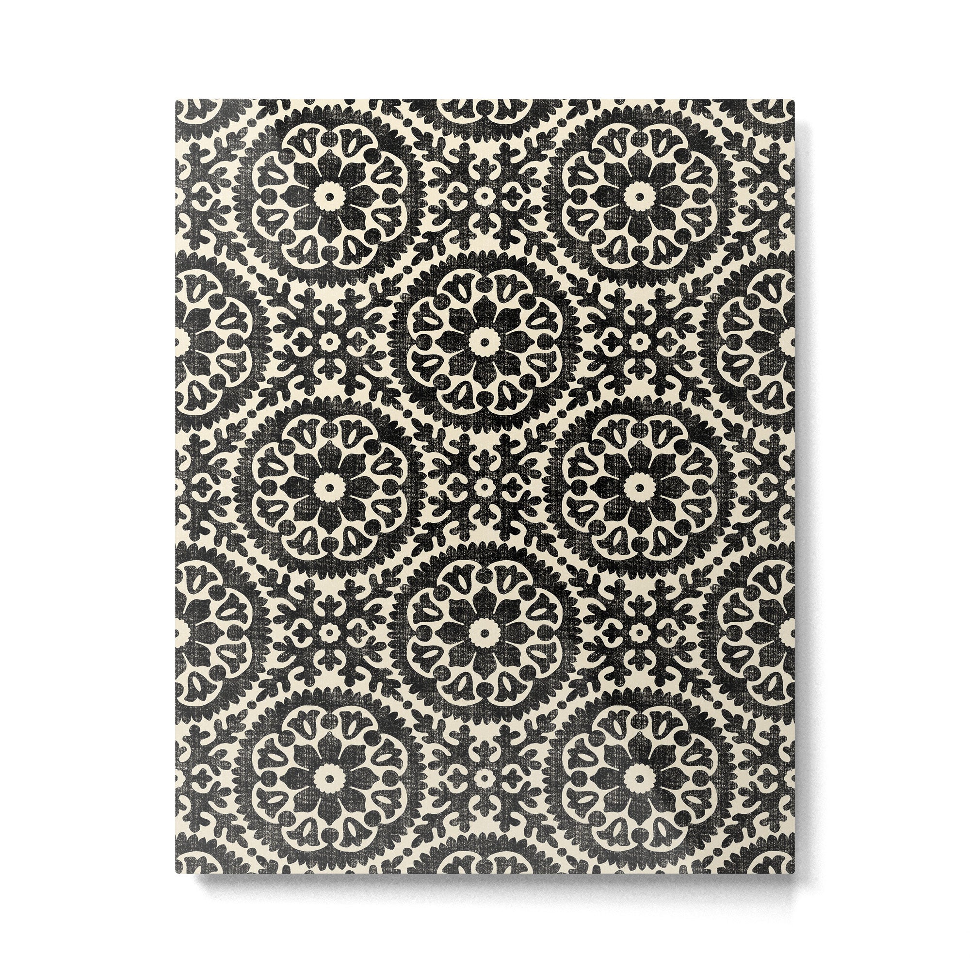 Folk Art Mandala - black and cream Metal Print Gallery Image 6