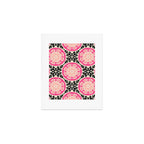 Folk Art Mandala - black, pink, and cream Art Print Gallery Image 1