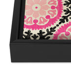 Folk Art Mandala - black, pink, and cream Framed Canvas Print Gallery Image 3
