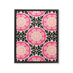 Folk Art Mandala - black, pink, and cream Framed Canvas Print Gallery Image 8