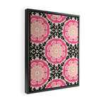 Folk Art Mandala - black, pink, and cream Framed Canvas Print Gallery Image 2