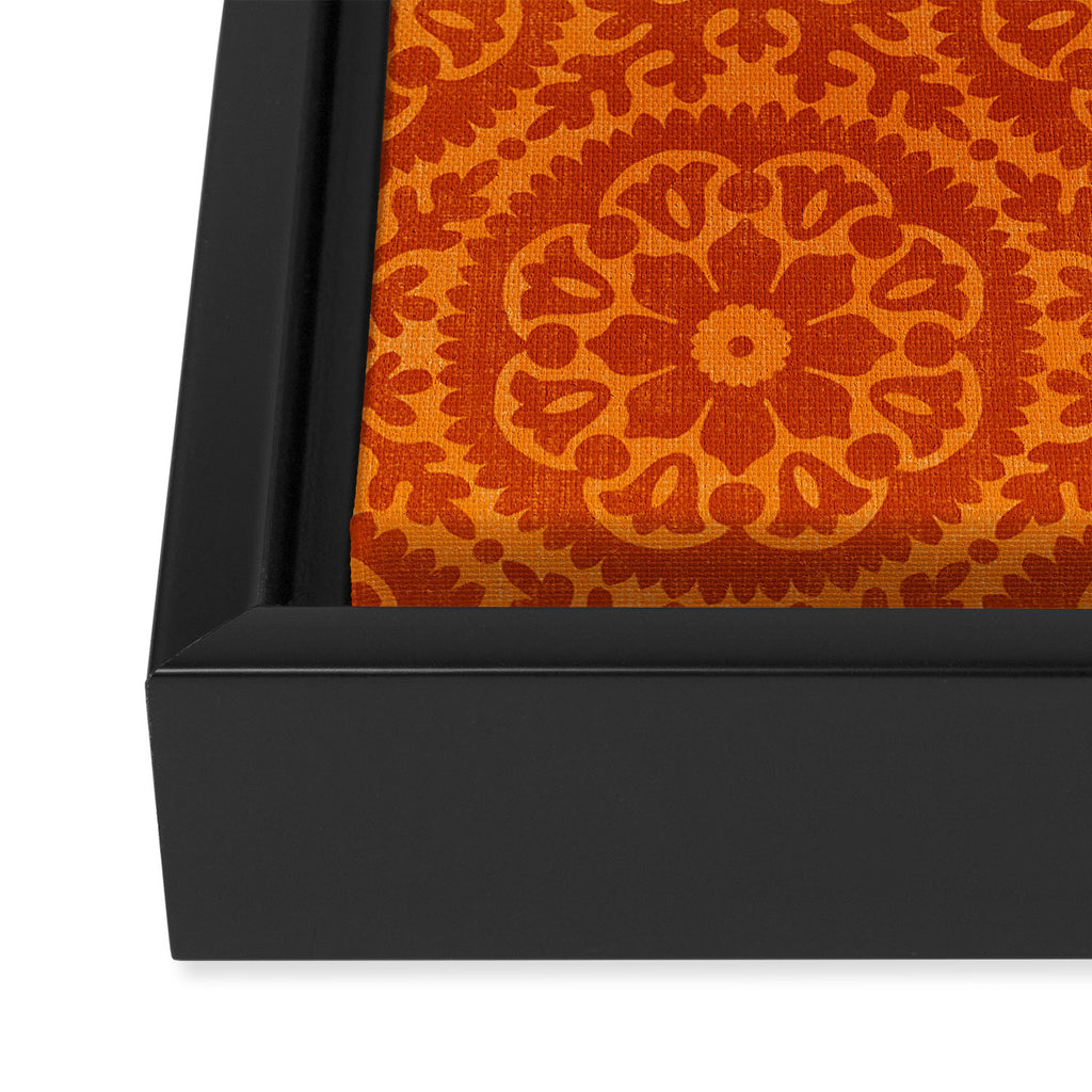 Folk Art Mandala - orange and red Framed Canvas Print Gallery Image 3