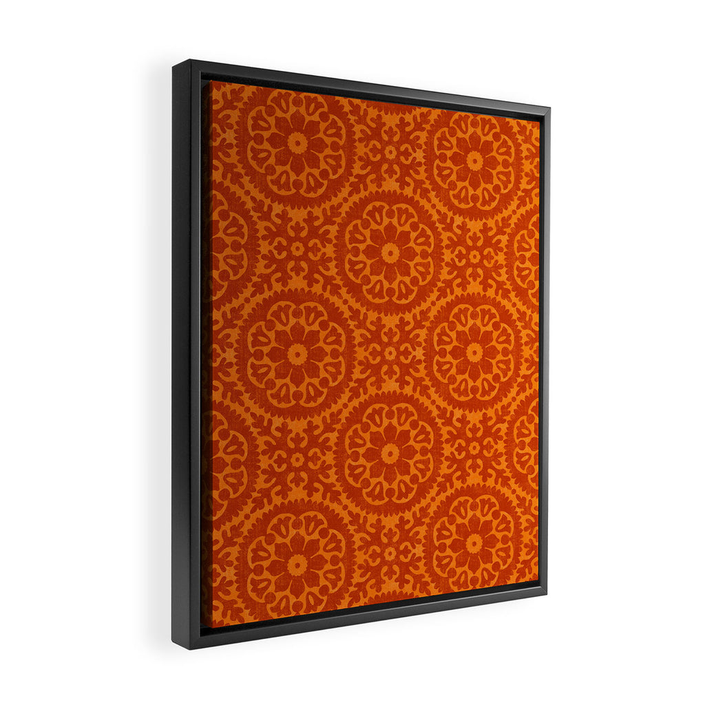 Folk Art Mandala - orange and red Framed Canvas Print Gallery Image 2