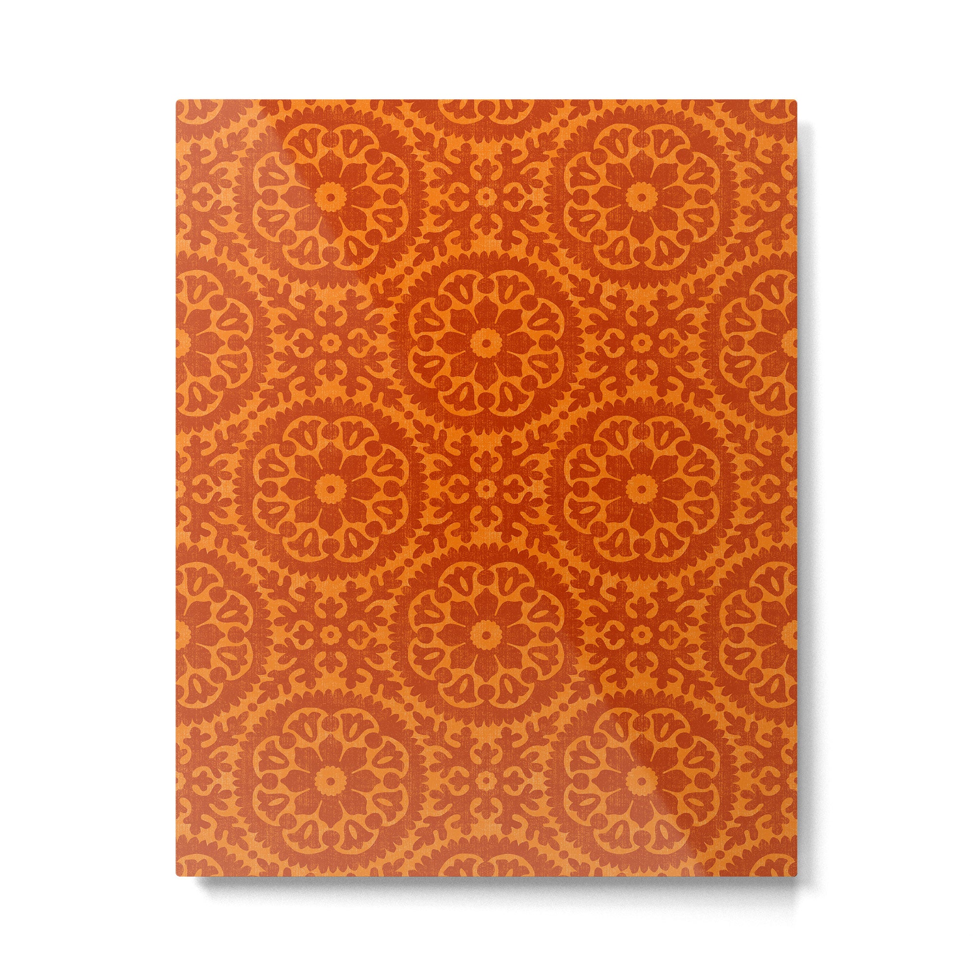 Folk Art Mandala - orange and red Metal Print Gallery Image 6