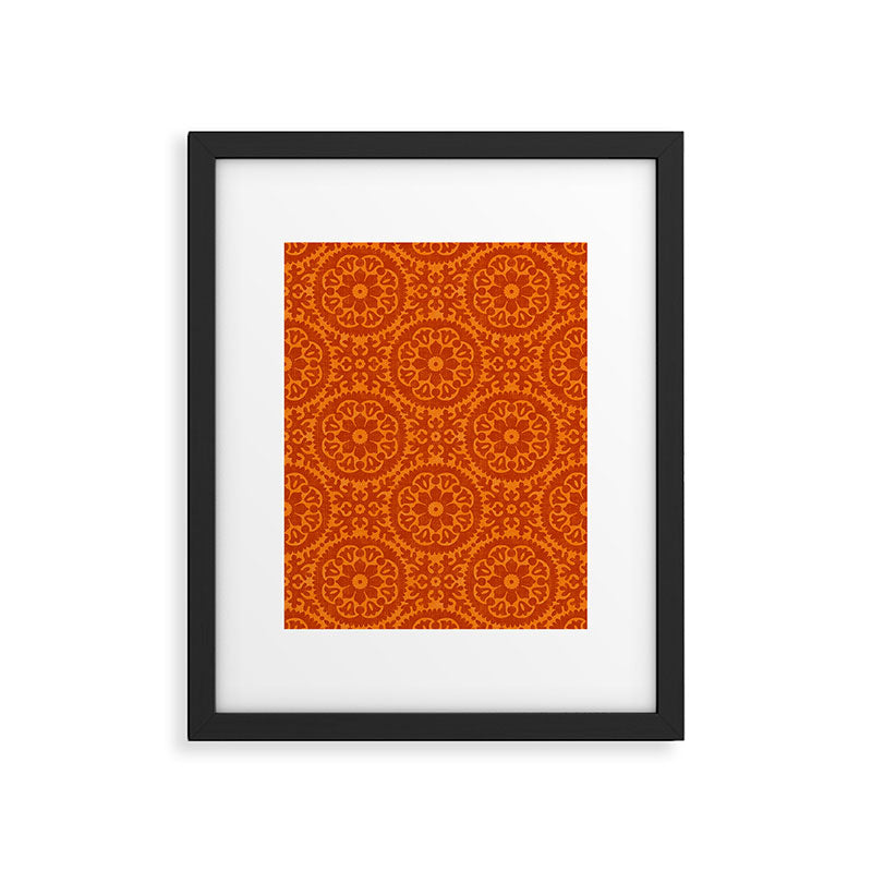 Folk Art Mandala - orange and red Framed Art Print Gallery Image 6