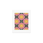 Folk Art Mandala - vintage pink, gold, and avocado green Art Print Gallery Image 1