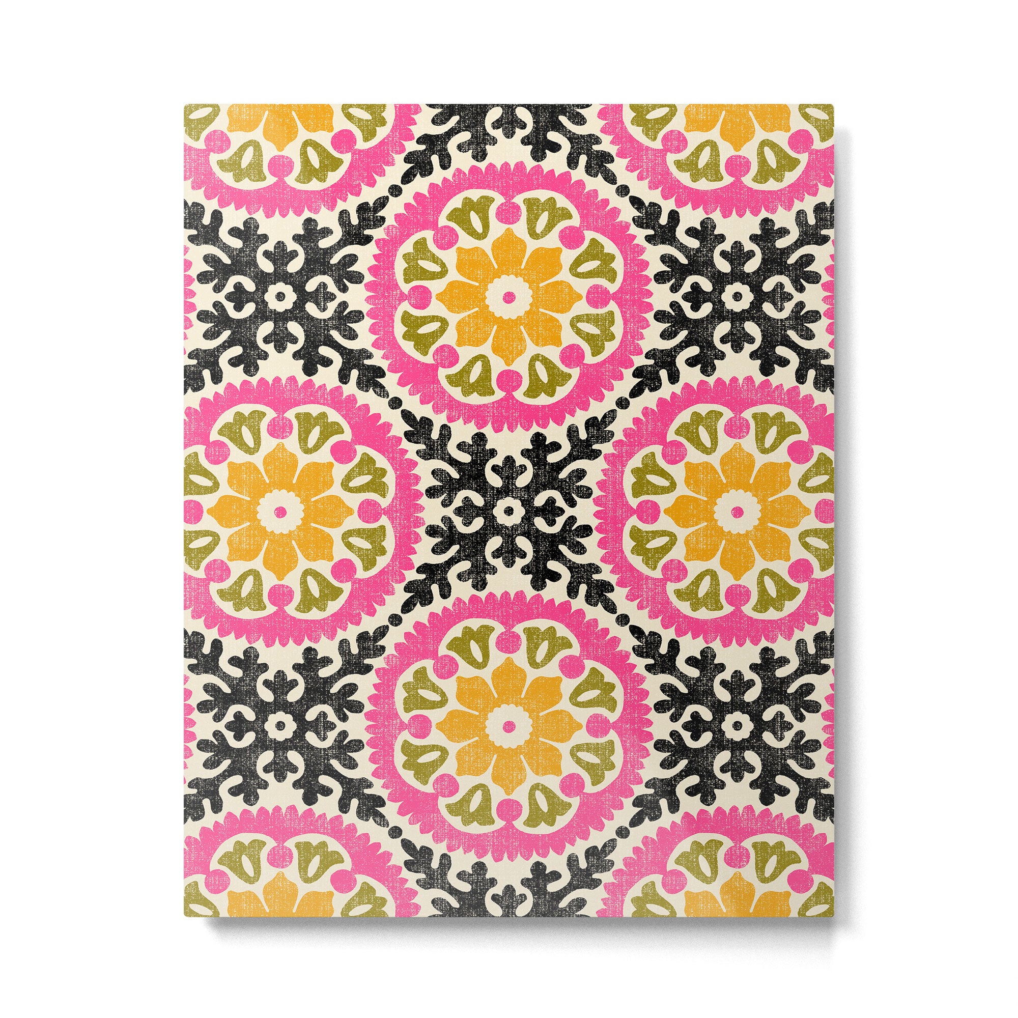Folk Art Mandala - vintage pink, gold, and avocado green Metal Print Gallery Image 6