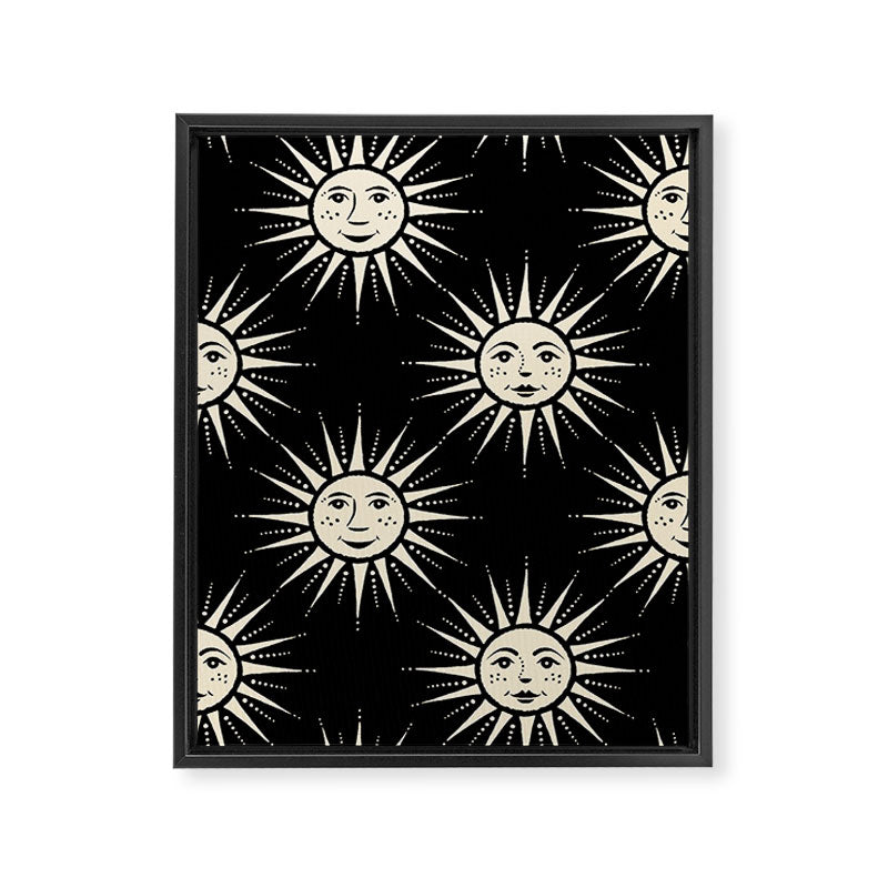 Freckled Suns - black and cream Framed Canvas Print Gallery Image 8