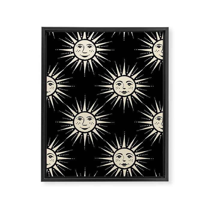 Freckled Suns - black and cream Framed Canvas Print Gallery Image 1