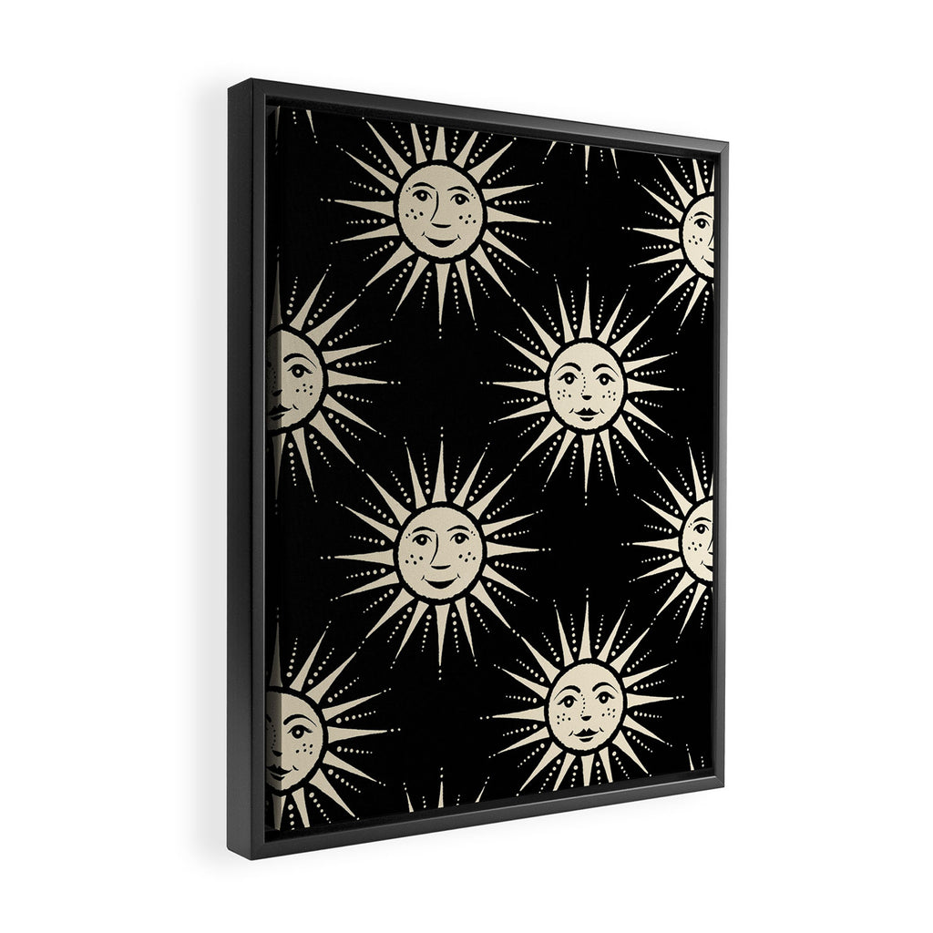 Freckled Suns - black and cream Framed Canvas Print Gallery Image 2