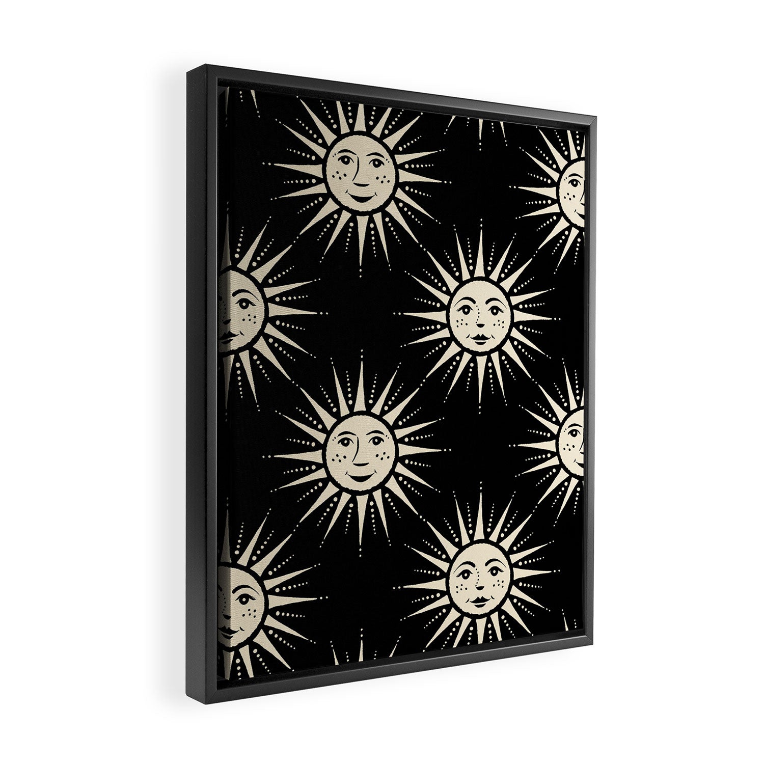 Freckled Suns - black and cream Framed Canvas Print Gallery Image 2