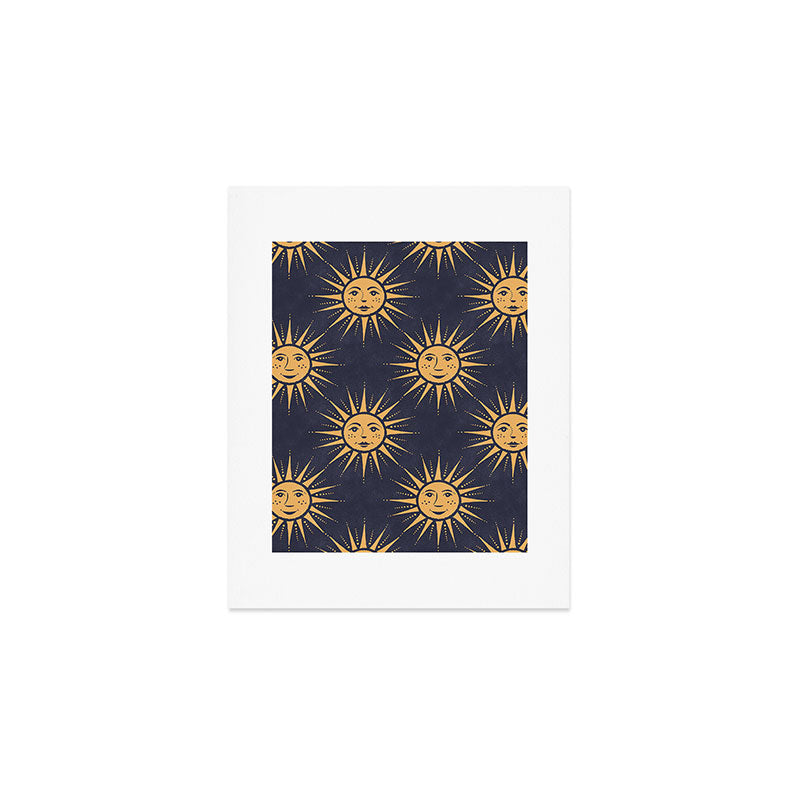 Freckled Suns - blue and gold Art Print Gallery Image 1