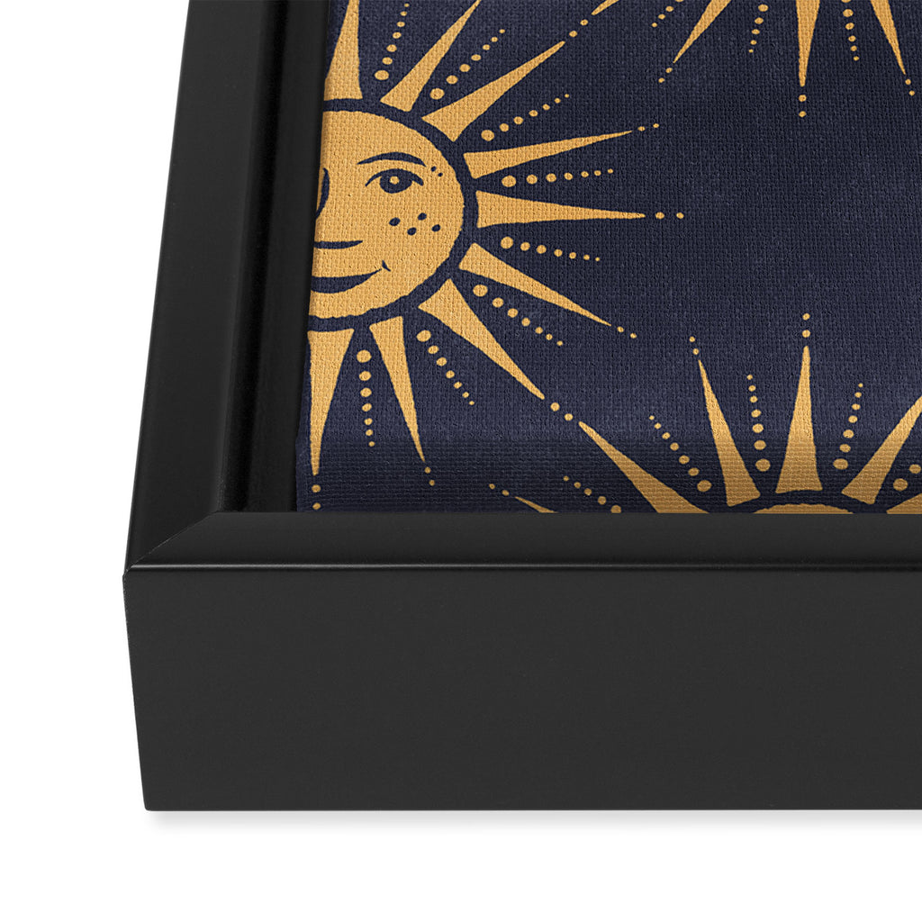 Freckled Suns - blue and gold Framed Canvas Print Gallery Image 3