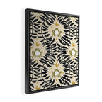 Froggie Ogee - black, moss green, and cream Framed Canvas Print Gallery Image 2
