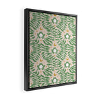 Froggie Ogee - green and blush Framed Canvas Print Gallery Image 2