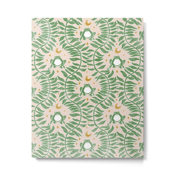 Froggie Ogee - green and blush Metal Print Gallery Image 1