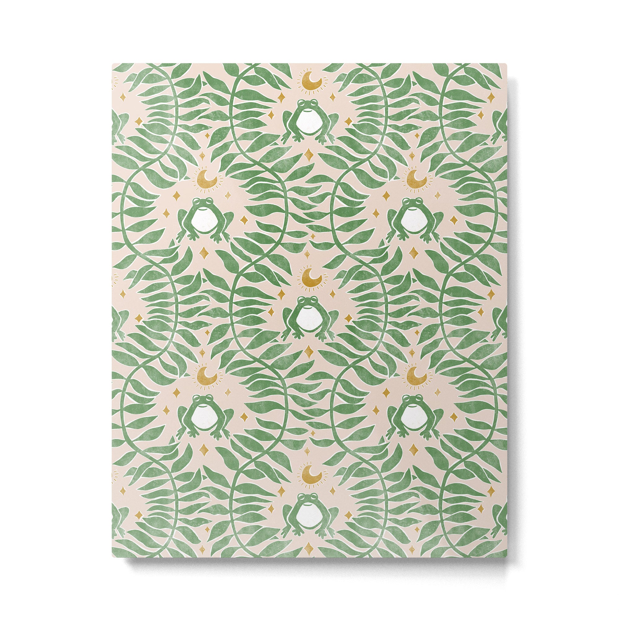 Froggie Ogee - green and blush Metal Print Gallery Image 6