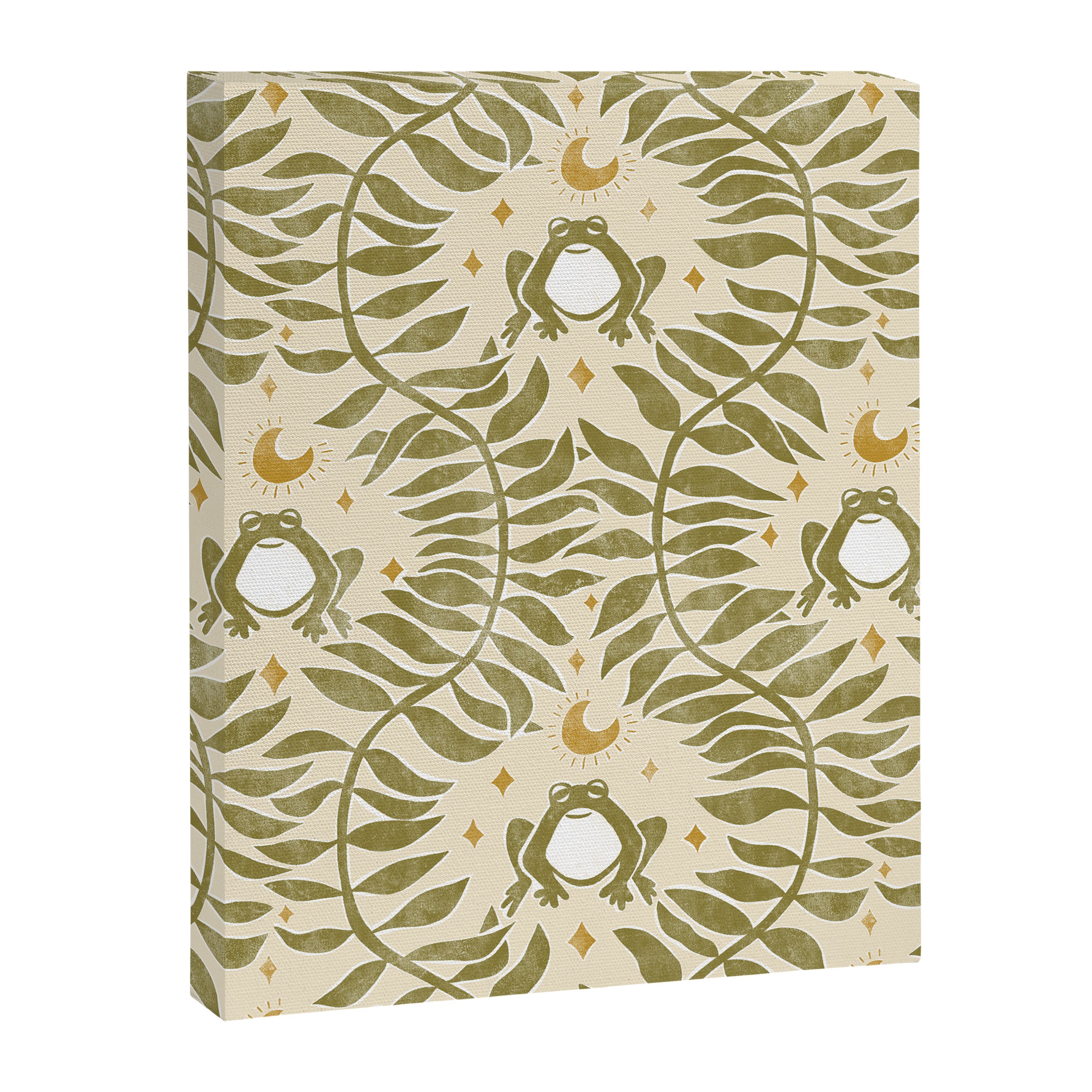 Froggie  Ogee - moss green and cream Canvas Print Gallery Image 8