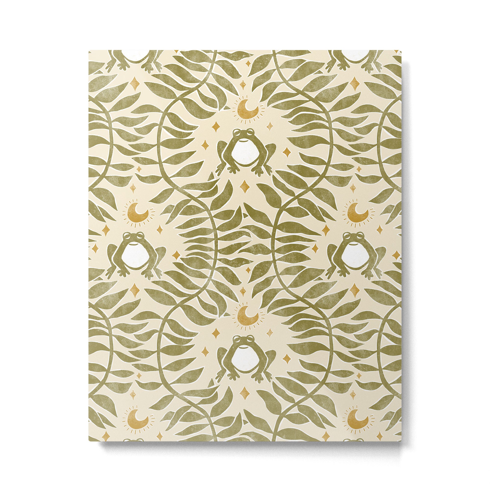 Froggie  Ogee - moss green and cream Metal Print Gallery Image 6