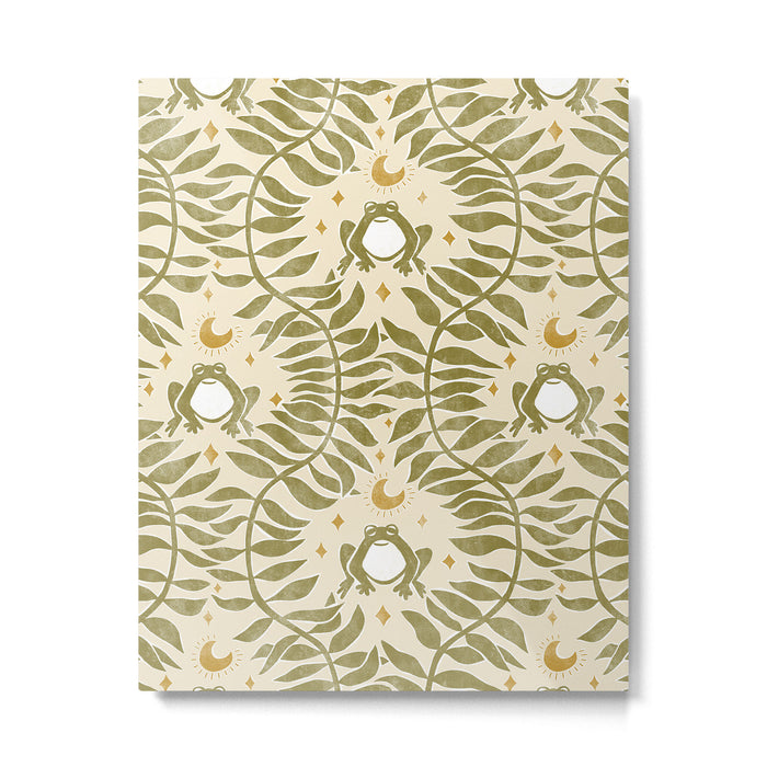 Froggie  Ogee - moss green and cream Metal Print Gallery Image 1
