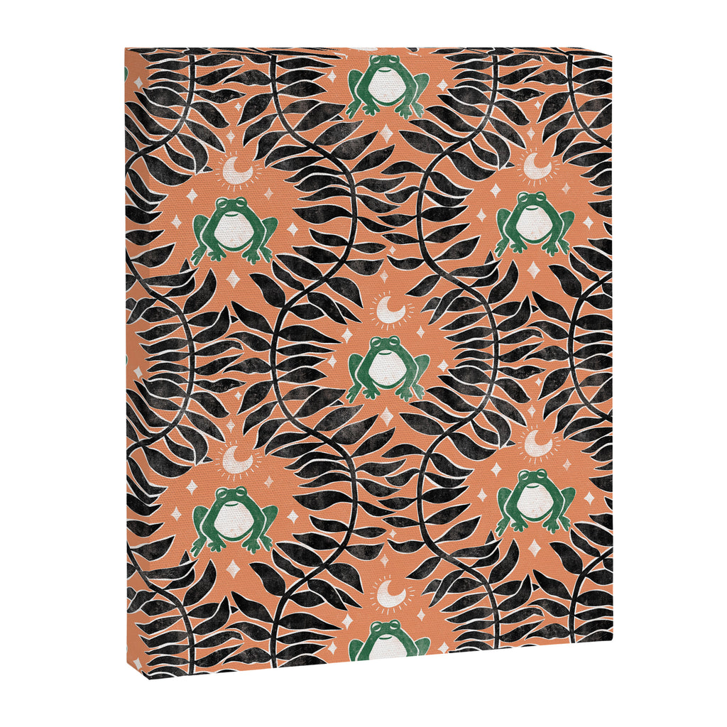 Froggie Ogee - papaya, green, and black Canvas Print Gallery Image 8