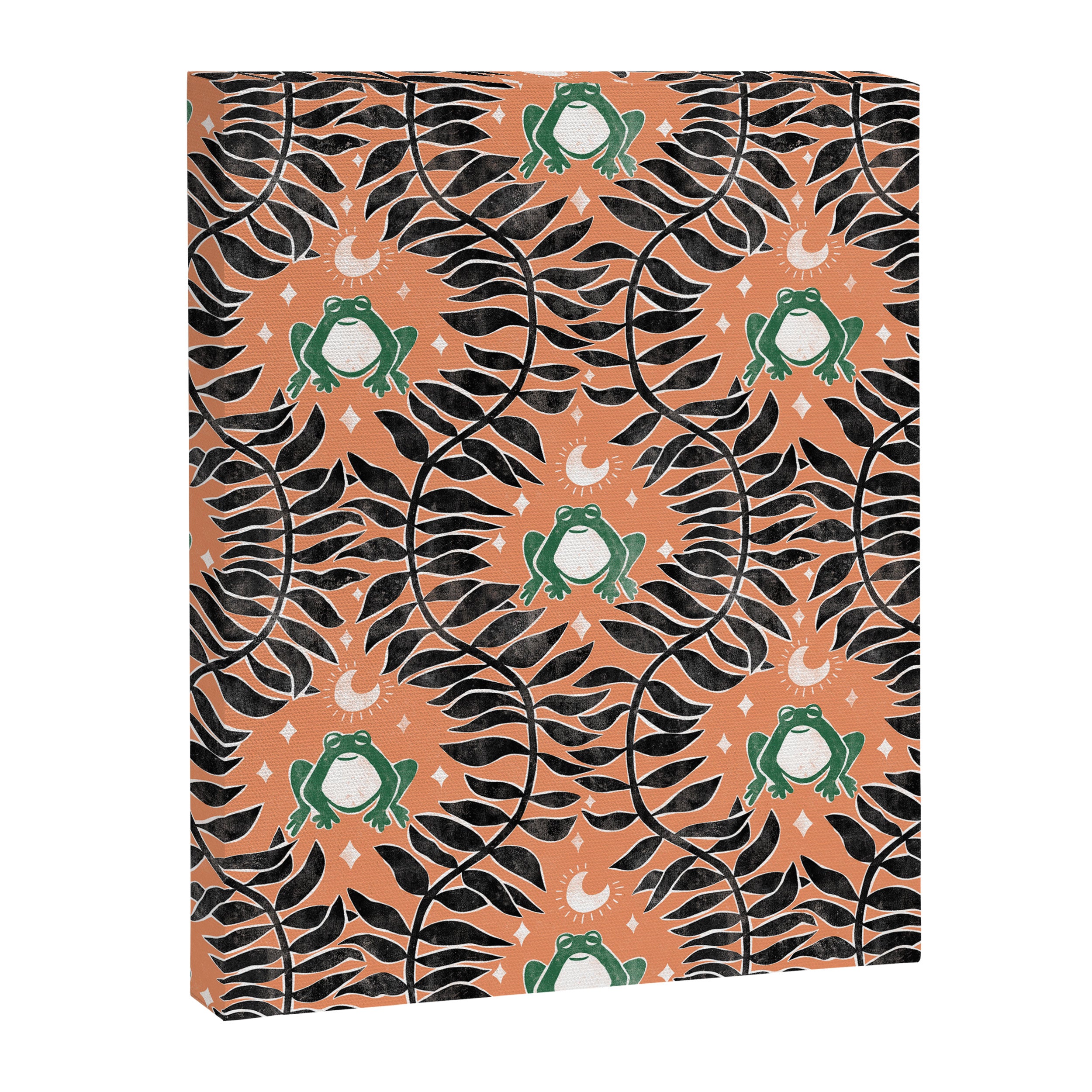 Froggie Ogee - papaya, green, and black Canvas Print Gallery Image 8