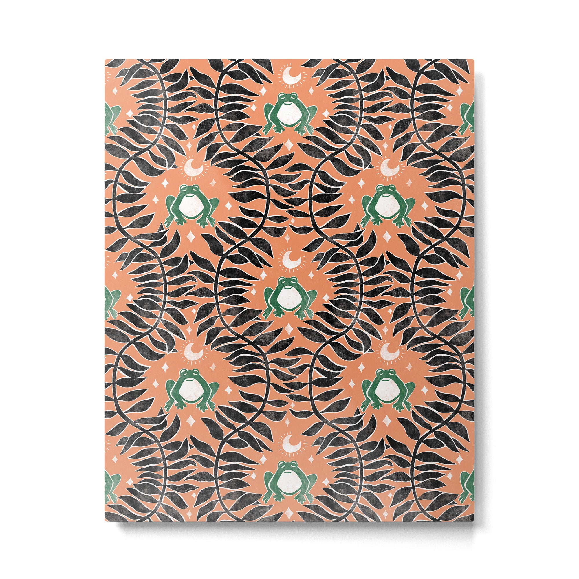 Froggie Ogee - papaya, green, and black Metal Print Gallery Image 6